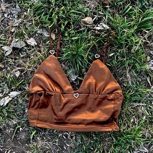 satin cropped cami top size medium